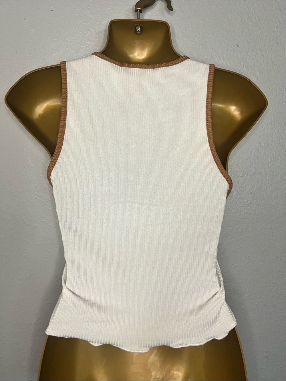 Colorblock Ribbed Tank Top - Cream & Brown - Picture 2 of 2